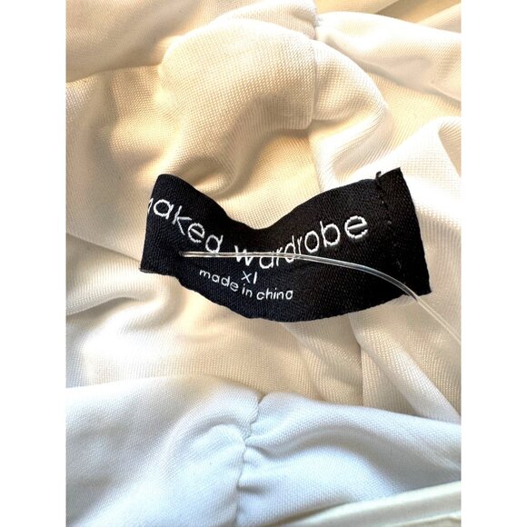 Naked Wardrobe Hourglass Drama Shoulder Rushed Size XL High Neck Top Blouse NWT - Picture 4 of 11